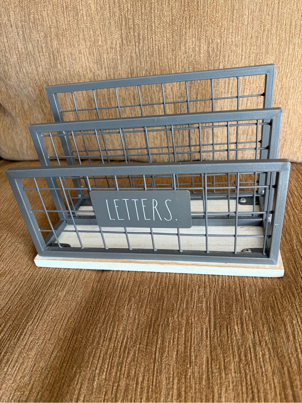Rae Dunn Gray Metal Letter Organizer - Three-Slot Mail Sorter